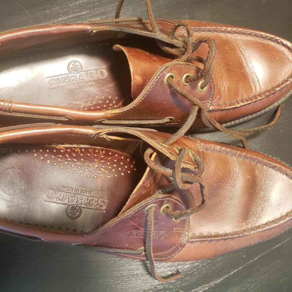 Sebago Brown Bates Leather Mens Shoes Size 11.5w Casual 43-932
